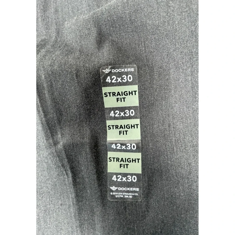 Dockers Easy Khaki Mens 42x30 Straight Fit Stretch Charcoal Gray Pants New